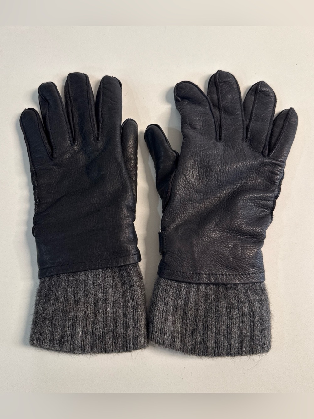 Eddie Bauer Women’s Deerskin Knit Linner Wool Black Gloves Size M